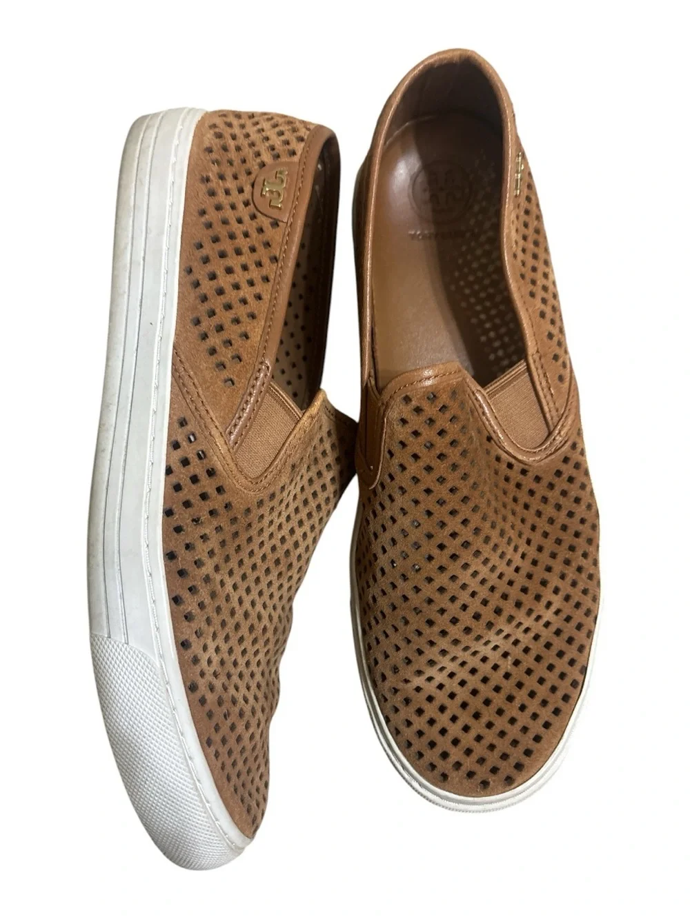 Tory Burch Jesse Perforated Sneaker Size 8 Brown Tan